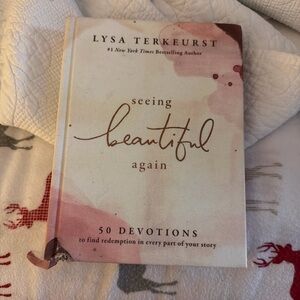Lysa TerKeurst Seeing Beautiful Again Devotional Book - Pink and White